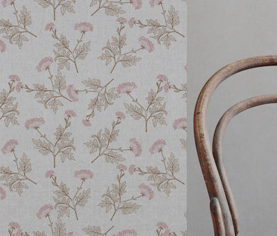 Emmy Dusty Pink - Natural fabric with botanical Pink and Brown print