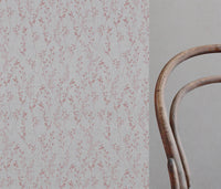 Saeeda Dusty Pink - Natural curtain fabric with Pink botanical print