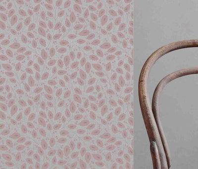 Goldie Dusty Pink - Natural curtain fabric with Pink botanical print