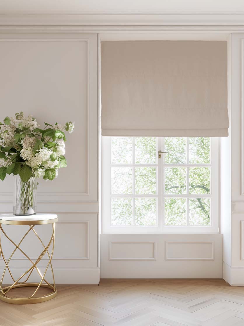 Dusty brown / beige neutral Cotton roman blind