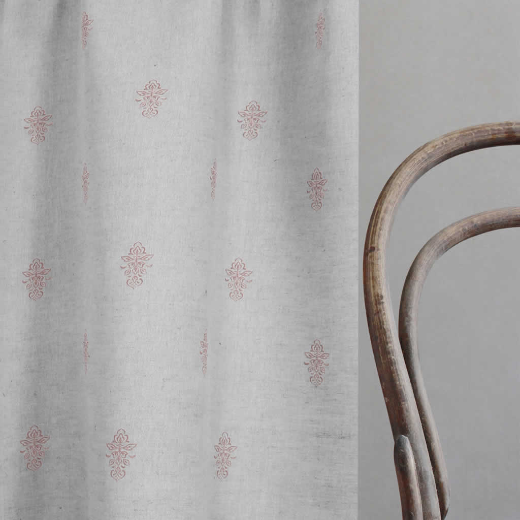 Lisana-NAT Dusty Pink - Curtain fabric with Pink abstract print