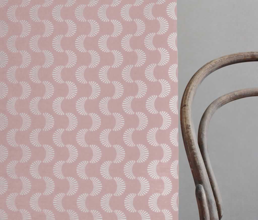 Naja Dusty Pink - Curtain fabric with Pink abstract print
