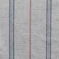 Elise Blue Terracotta - Linen Cotton mix curtain fabric, Blue & Orange stripes