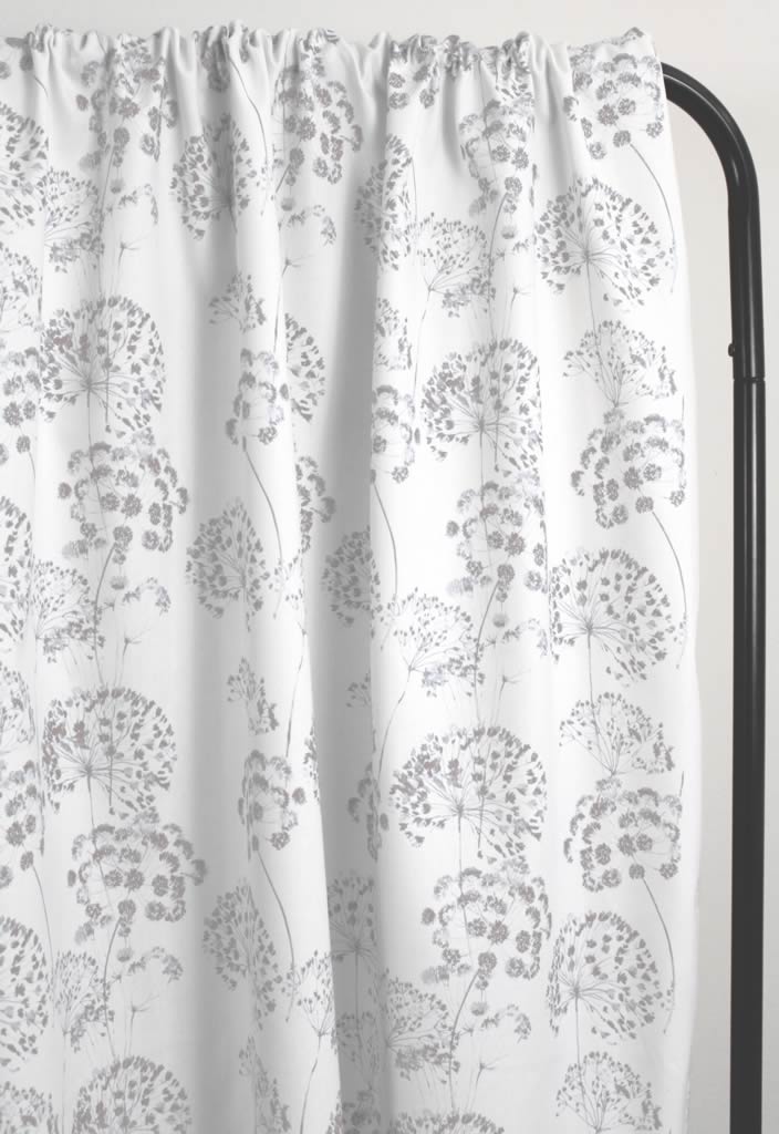 Erleen Almond - Curtain fabric with Grey botanical print