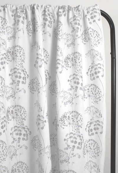Erleen Almond - Curtain fabric with Grey botanical print
