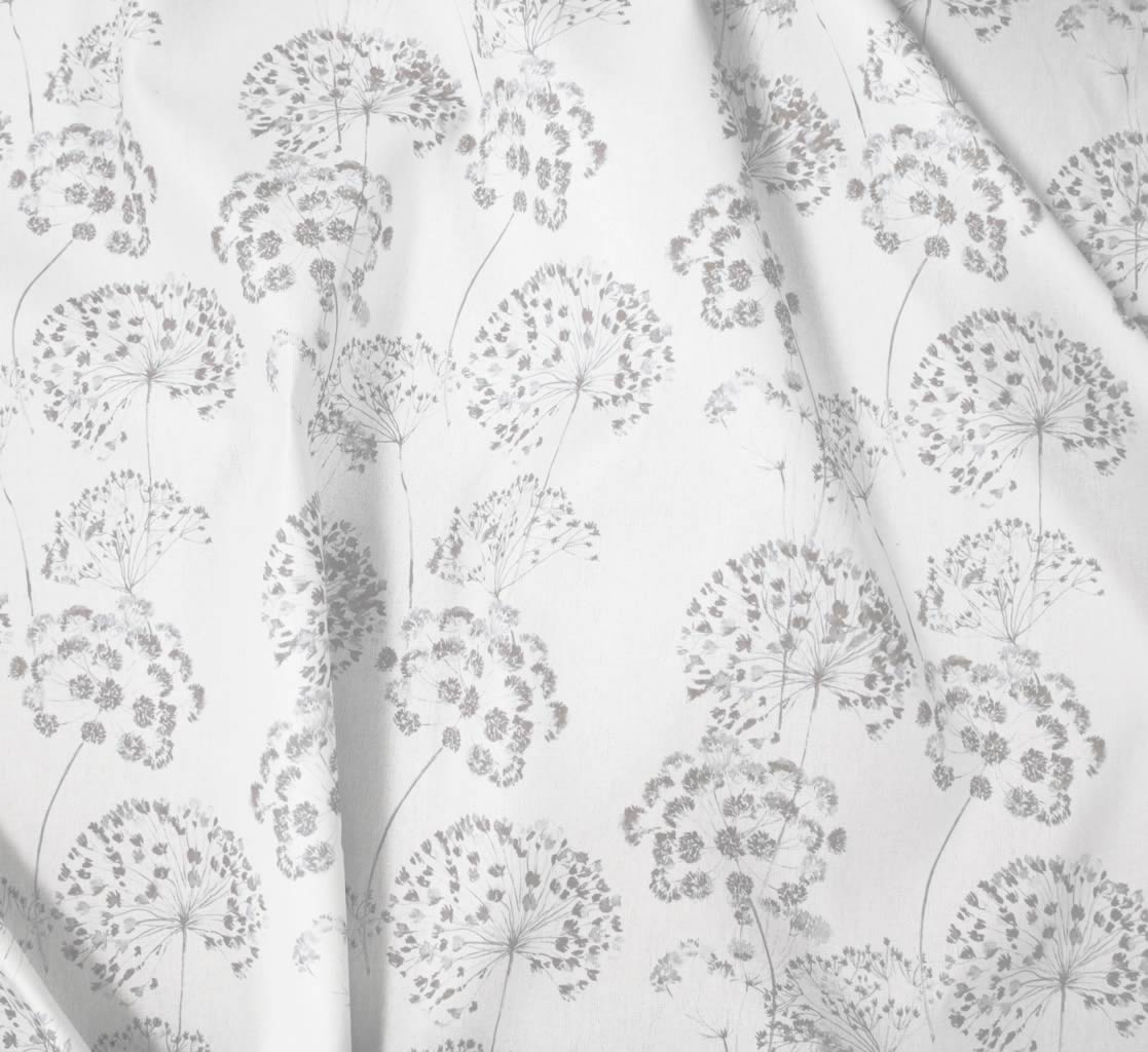Erleen Almond - Curtain fabric with Grey botanical print