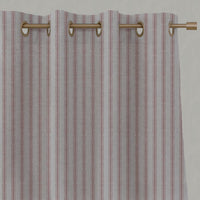 Pink Striped Linen Eyelet Curtain - Kamillah Dusty Pink - Natural base fabric.