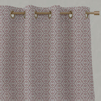 Pink Patterned Linen Eyelet Curtains - Brita Dusty Pink - Natural base fabric.