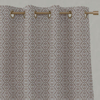 Pink Patterned Linen Eyelet Curtains - Brita New Blush - Natural base fabric.