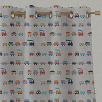 Blue Kids Linen Eyelet Curtains - Bruno Navy - Natural base fabric.