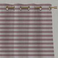 Pink Striped Linen Eyelet Curtains - Della Summer Rose - Natural base fabric.