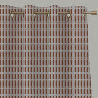 Red / Orange Patterned Linen Eyelet Curtains - Egenia Terracotta - Natural base fabric.