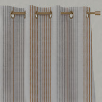 Orange Striped Linen Eyelet Curtains - Else Tangerine  - Natural base fabric.