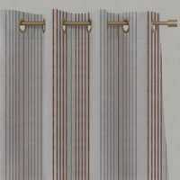Orange Striped Linen Eyelet Curtains - Else Terracotta - Natural base fabric.