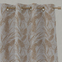 Orange / Yellow Plain Linen Eyelet Curtains - Fernia Gold Ochre - Natural base fabric.