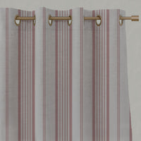 Pink Striped Linen Eyelet Curtains - Freja Dusty Pink - Natural base fabric.