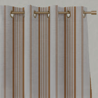 Orange Striped Linen Eyelet Curtains - Freja Tangerine - Natural base fabric.