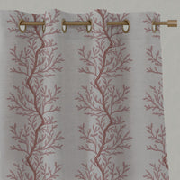 Pink Botanical Linen Eyelet Curtains - Galilea Dusty Pink-NAT - Natural base fabric.