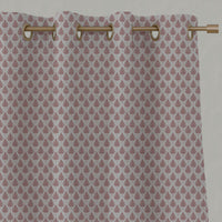 Pink Botanical Linen Eyelet Curtains - Kira-Nat Dusty Pink - Natural base fabric.