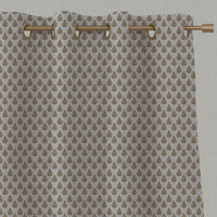 Brown Botanical Linen Eyelet Curtains - Kira-Nat Sand - Natural base fabric.