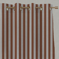 Red / Orange Striped Linen Eyelet Curtains - Liliana Terracotta-NAT - Natural base fabric.