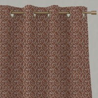 Orange Floral Linen Eyelet Curtains - Miny Terracotta - Natural base fabric.