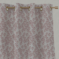 Pink Botanical Linen Eyelet Curtains - Nalini Dusty Pink - Natural base fabric.