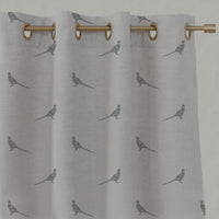 Grey Kids Linen Eyelet Curtains - Pheasant Ash - Natural base fabric.