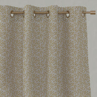 Yellow Botanical Linen Eyelet Curtains - Phila Mustard - Natural base fabric.