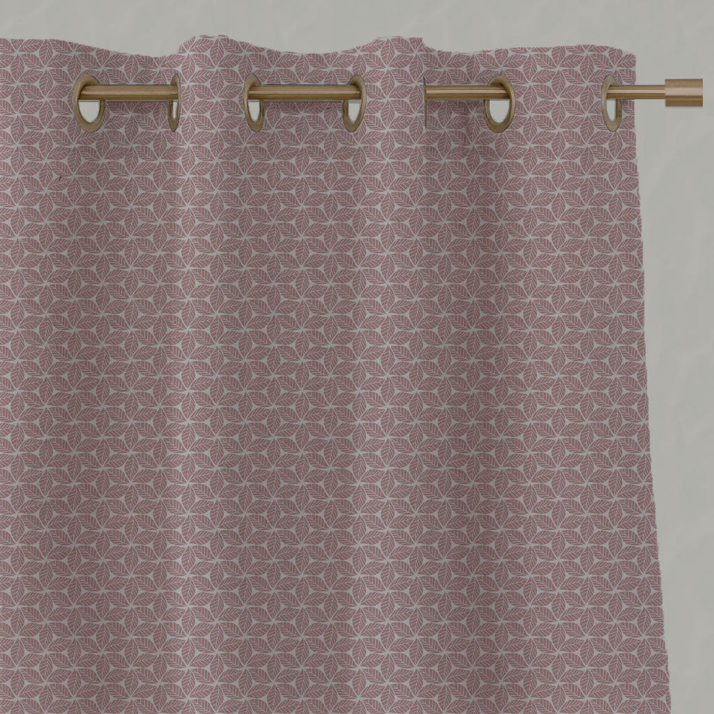 Pink Botanical Linen Eyelet Curtains - Saana Dusty Pink - Natural base fabric.