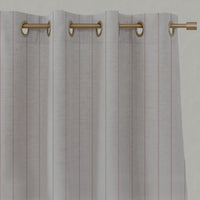 Pink Striped Linen Eyelet Curtains - Solveig Dusty Pink - Natural base fabric.