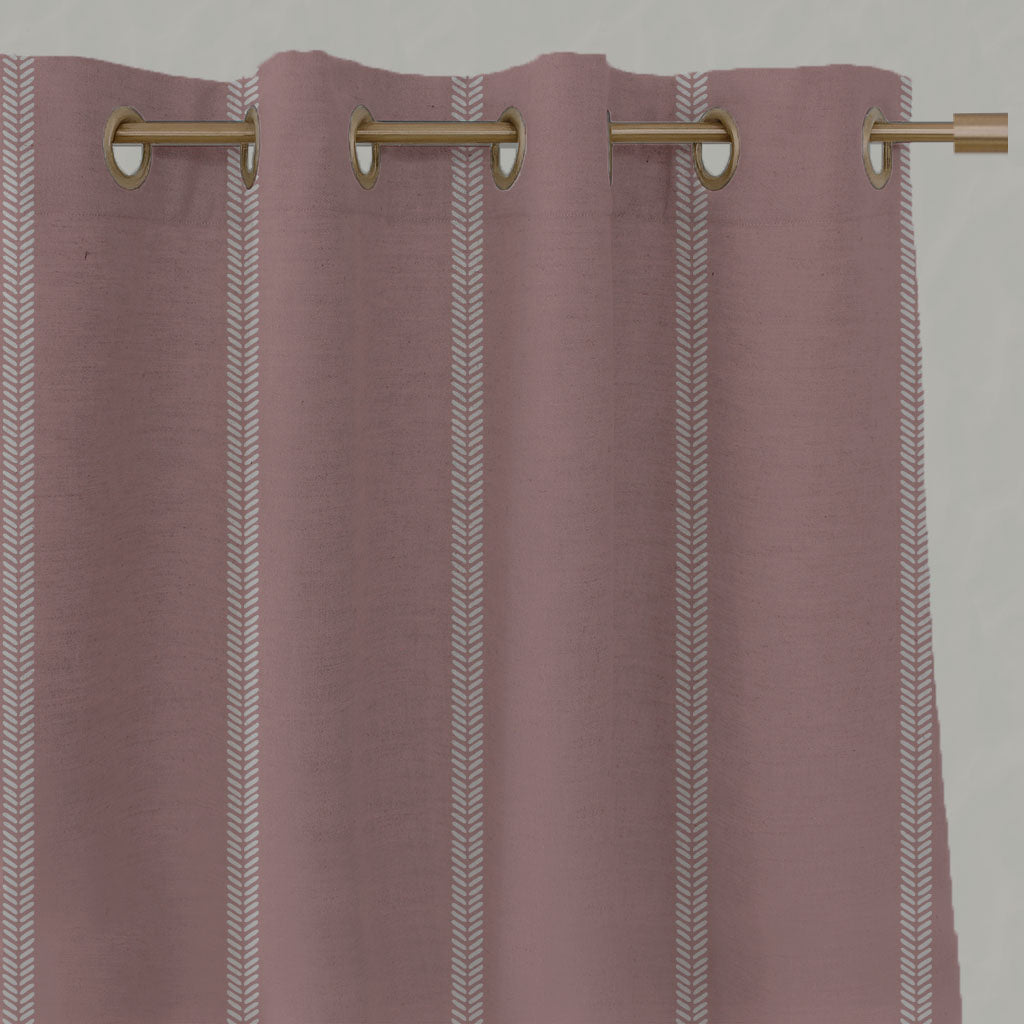 Rana Eyelet Curtains - Dusty Pink Stripe Pattern