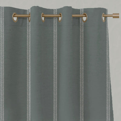Rana Sage - Light Green eyelet curtains with hand drawn stripes