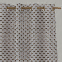 Brown Botanical Linen Eyelet Curtain - Olgie Sand - Natural base fabric.