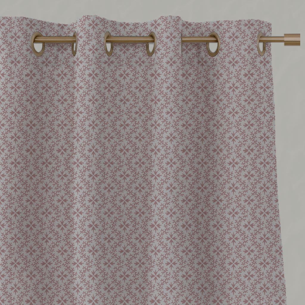Pink Abstract Linen Eyelet Curtain - Unica Dusty Pink - Natural base fabric.