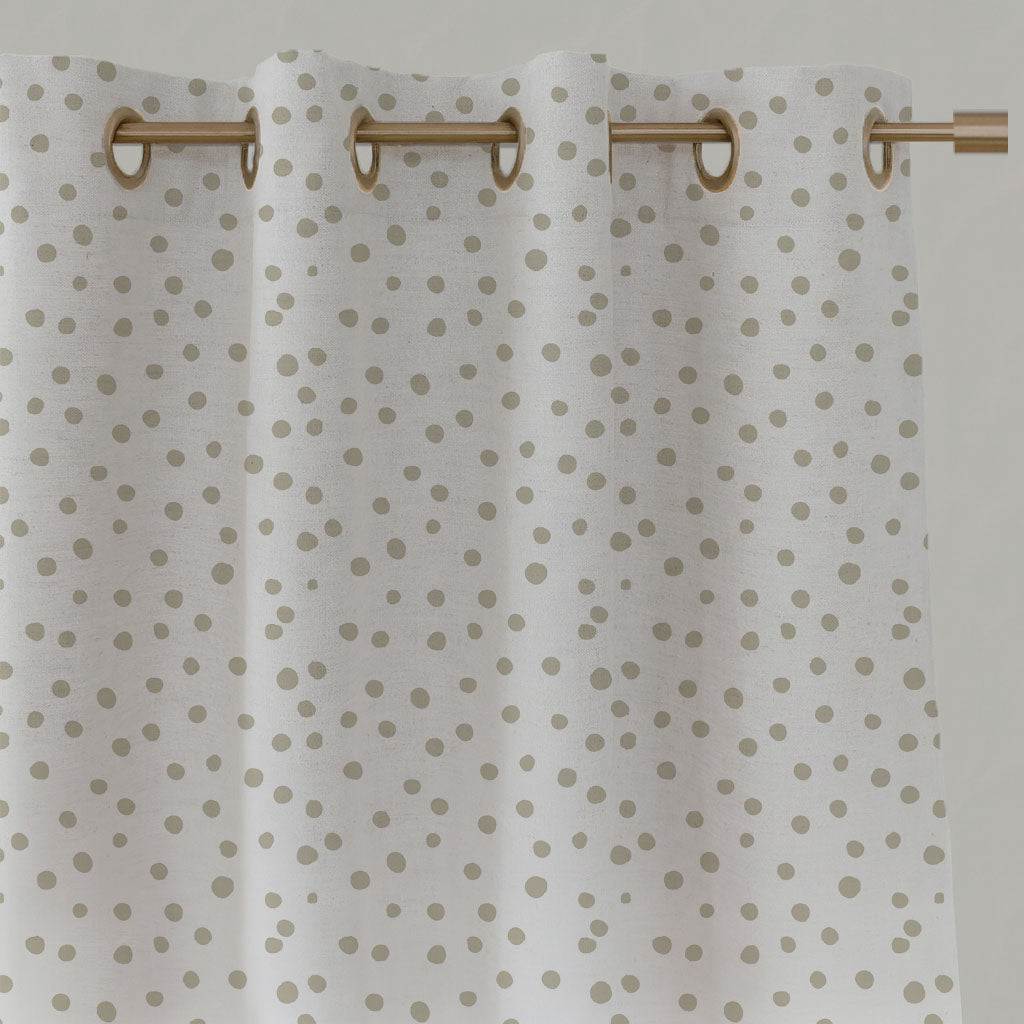 Neutral / Grey Spotted Linen Eyelet Curtains - Dottie Clay-WHT - White base fabric.