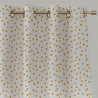 Yellow Spotted Linen Eyelet Curtains - Dottie Dijon-WHT - White base fabric.