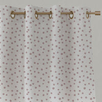 Pink Spotted Linen Eyelet Curtains - Dottie Peony-WHT - White base fabric.
