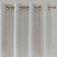 Neutral Striped Linen Eyelet Curtains - Else Grey Sand-WHT - White base fabric.