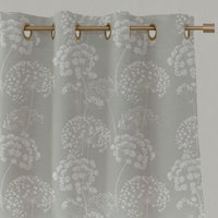 Neutral / Grey Floral Linen Eyelet Curtains - Erleen INV Greige Clay - White base fabric.