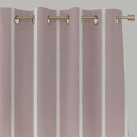 Pink Striped Linen Eyelet Curtain - Franny Peony-WHT - White base fabric.