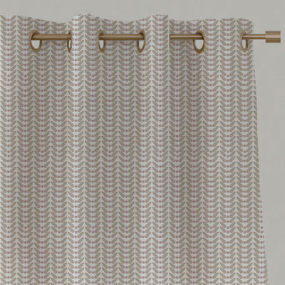 Pink Patterned Linen Eyelet Curtains - Hilda Peony - White base fabric.