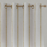 Yellow Striped Linen Eyelet Curtains - Inga Gold Rod - White base fabric.