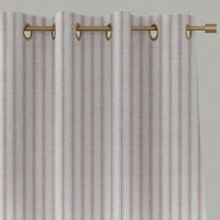 Pink Striped Linen Eyelet Curtain - Kamillah Peony-WHT - White base fabric.