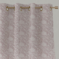 Pink Floral Linen Eyelet Curtains - Katarina Peony - White base fabric.