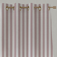 Pink Striped Linen Eyelet Curtains - Liliana Peony-WHT - White base fabric.