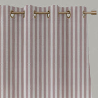 Pink Striped Linen Eyelet Curtain - Lisabella Peony-WHT - White base fabric.
