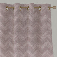 Pink Patterned Linen Eyelet Curtains - Lulu Peony - White base fabric.