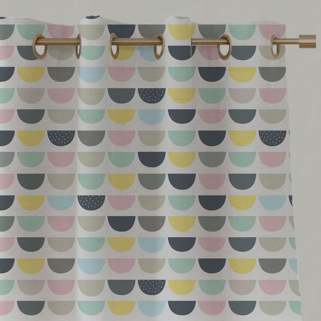 Yellow Kids Linen Eyelet Curtains - Zippo Circus - White base fabric.