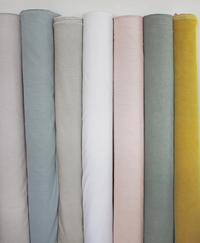 Subtle Warm Blue - Pre-washed linen upholstery fabric. Ideal for warm curtains and blinds.